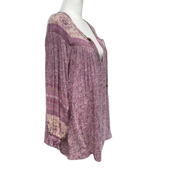 Spell & The Gypcy Collective Dahlia Mulberry Blouse Size XS Oversized Boho Pink - Picture 4 of 10